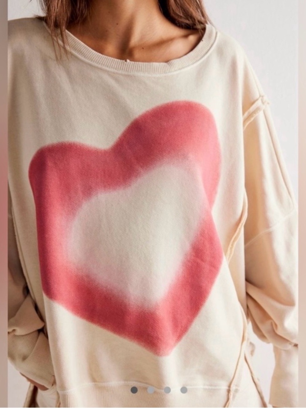 Free People Graphic Heart Camden Sweatshirt size XL